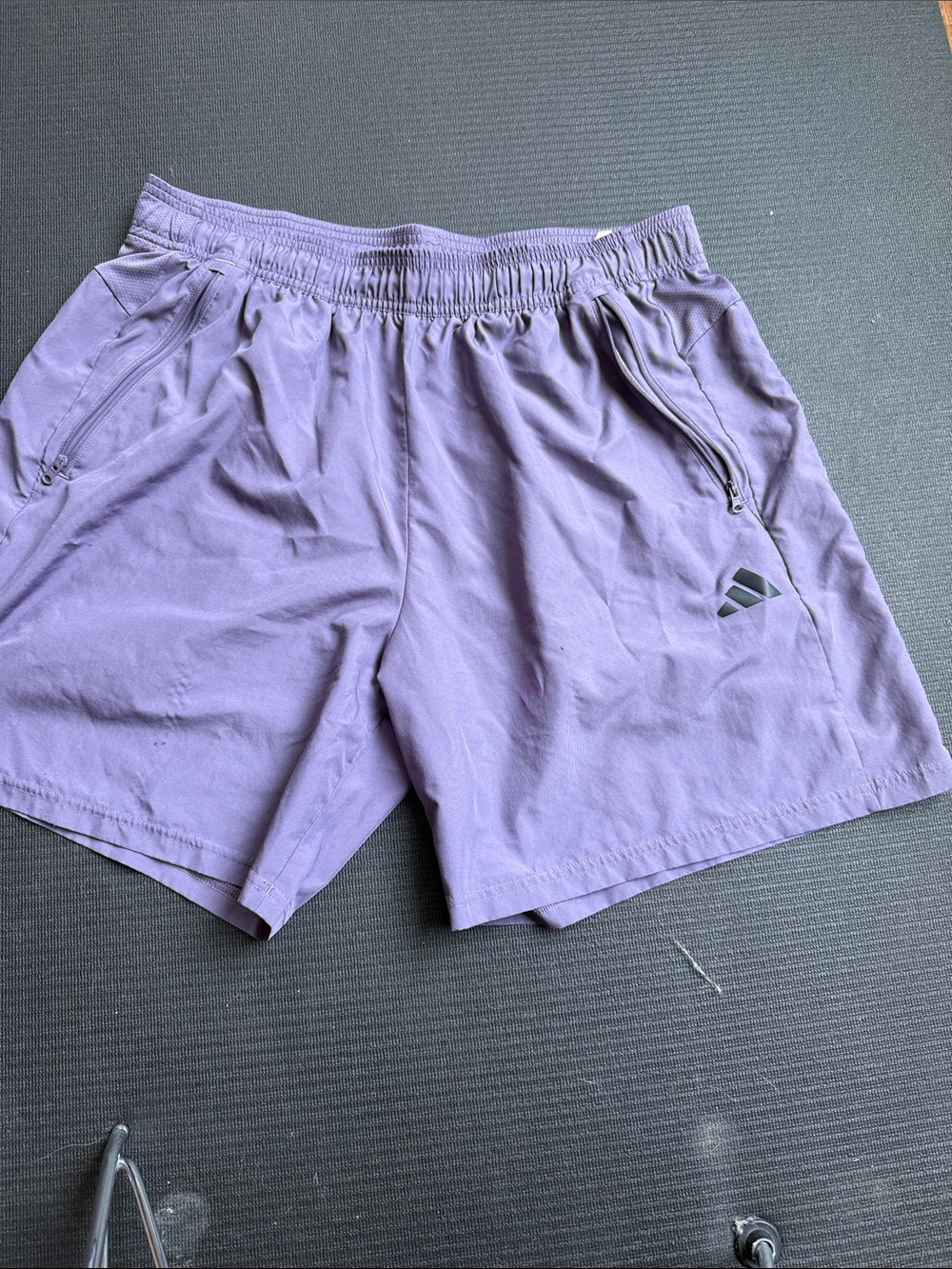 adidas Lavender Men’s Athletic Shorts with Zipper Pockets